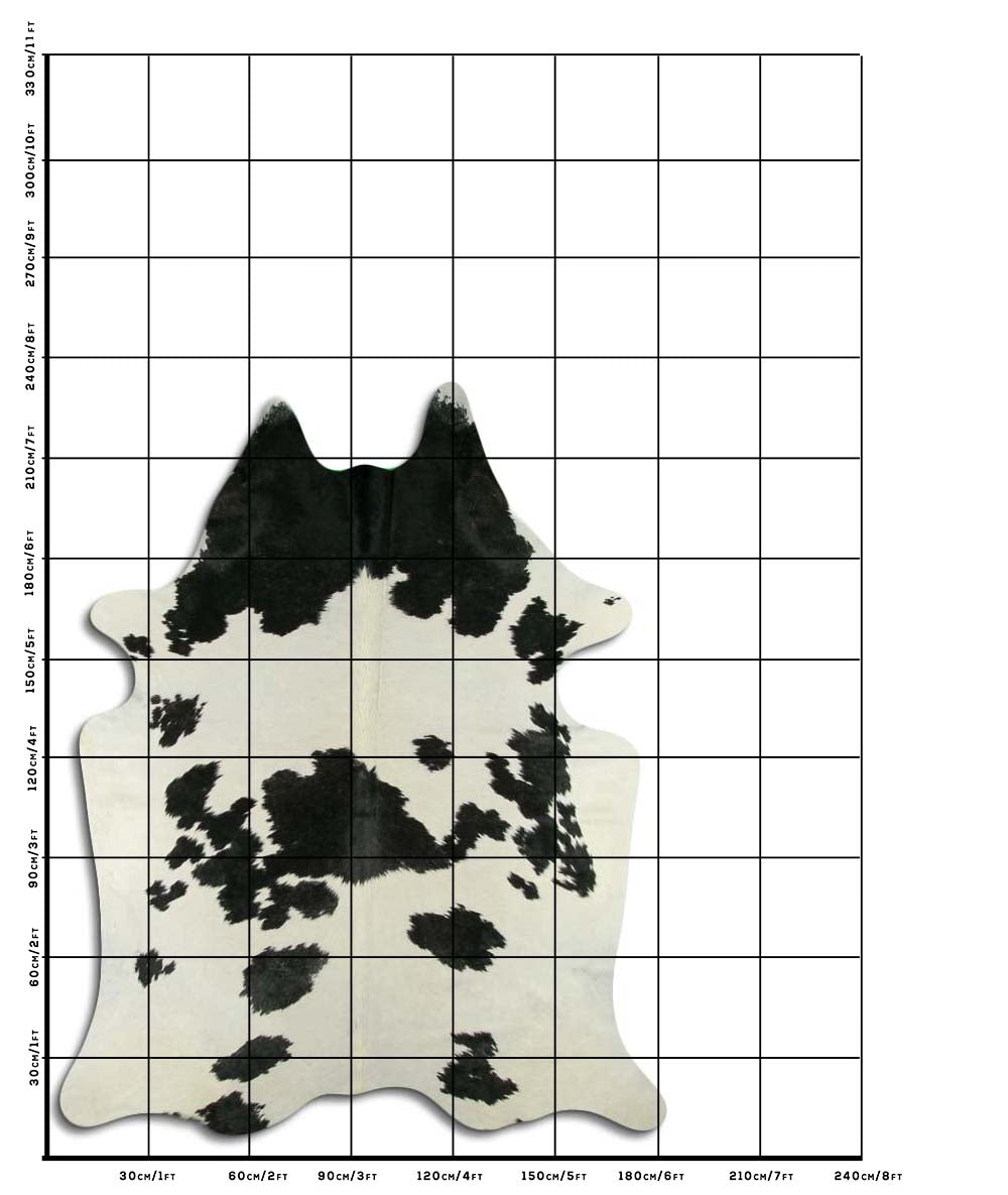 Mark - Black + white cowhide size template