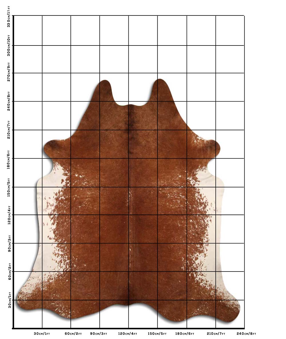 Justin - Brown + White speckle cowhide size template