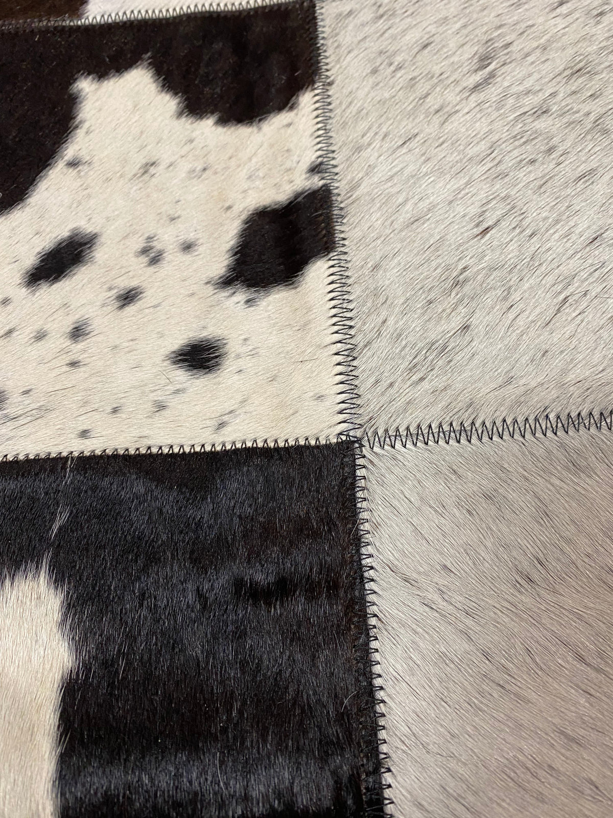 Black &amp; White Patchwork rug close up