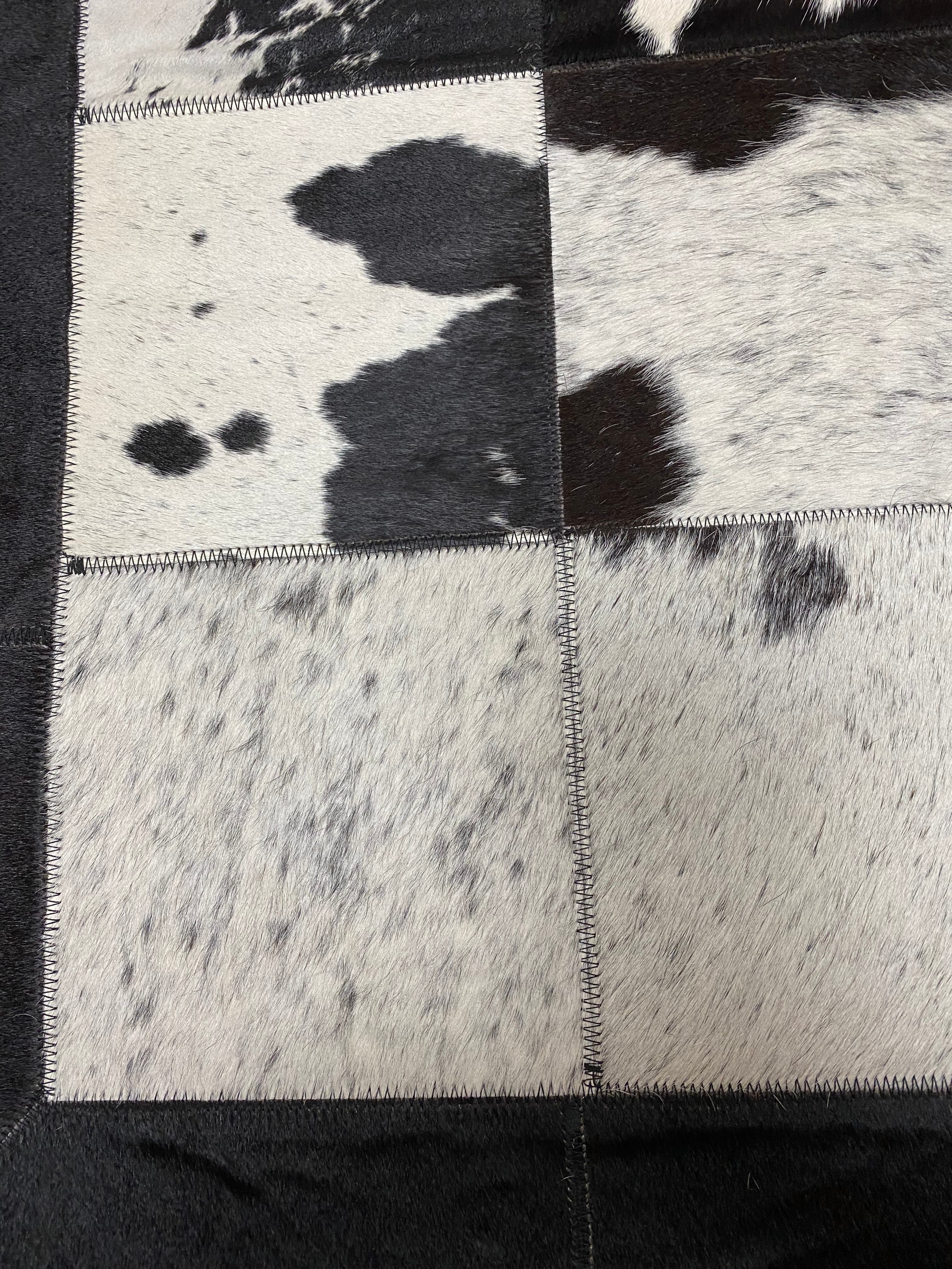 Black & White Patchwork rug close up