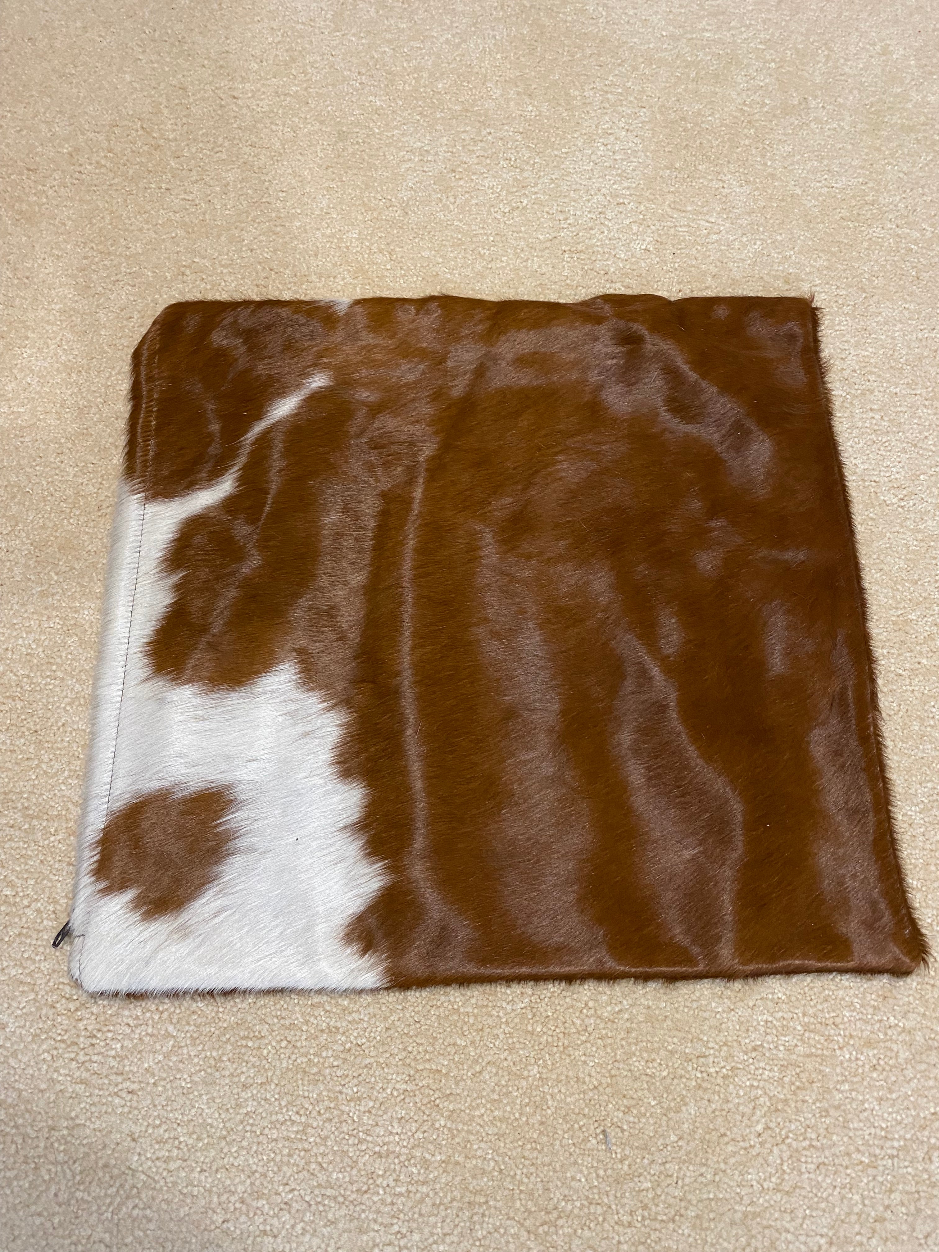COWHIDE CUSHION | BROWN + WHITE (45cm)