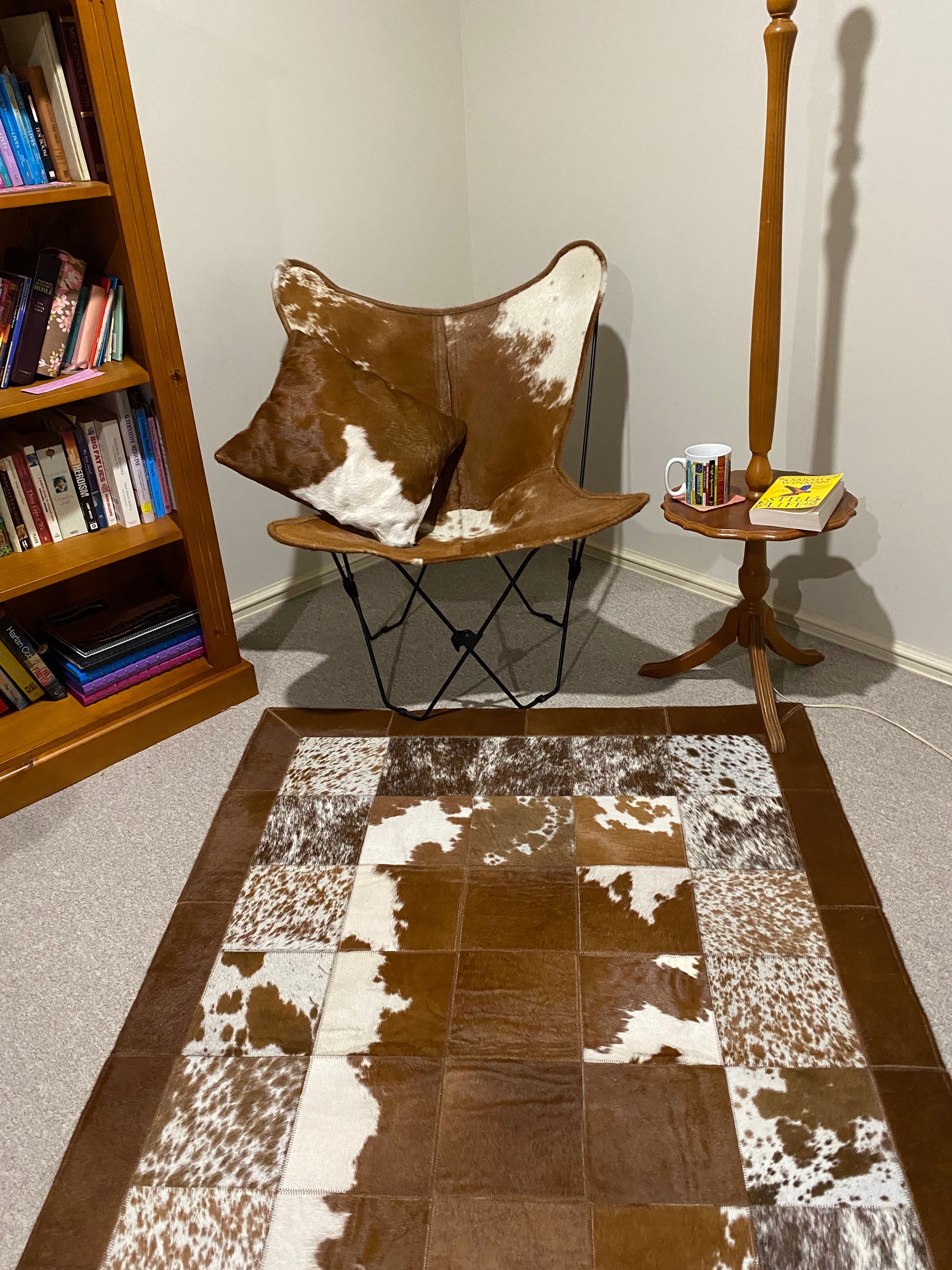 Brown & White Patchwork rug full size