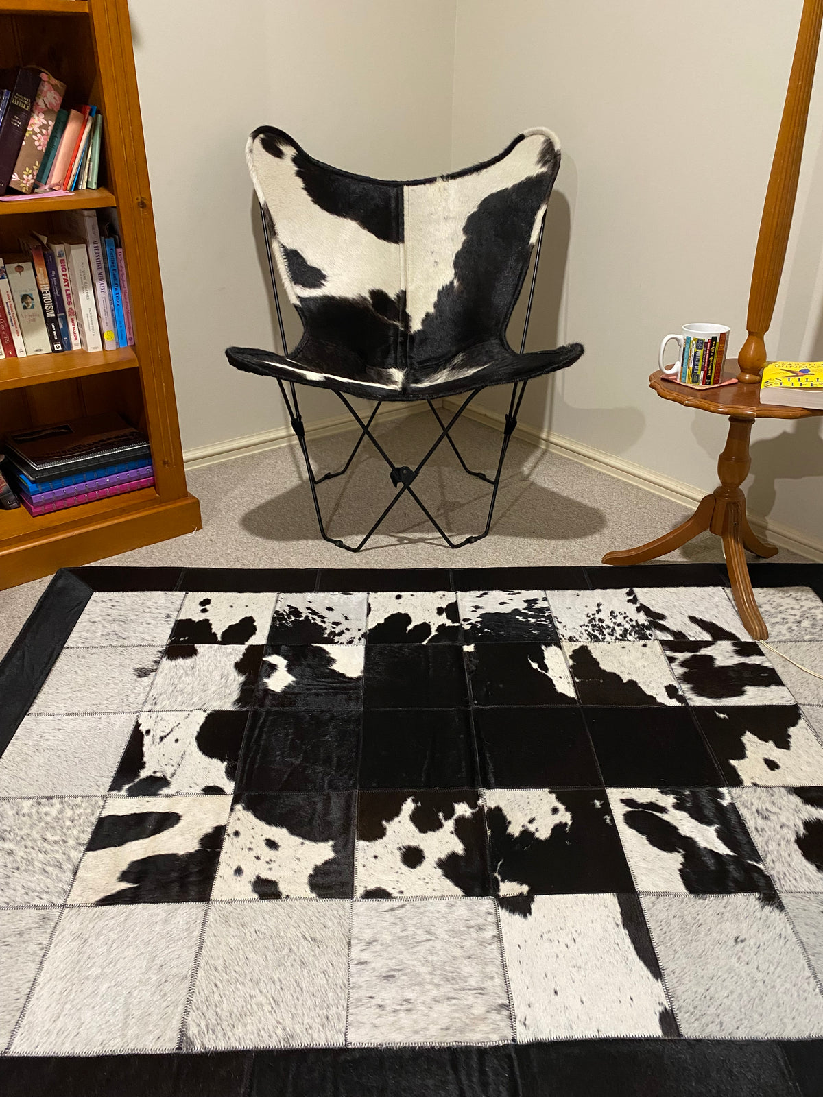 Black &amp; White Patchwork rug full size